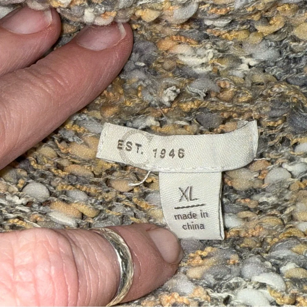 Est. 1946 Cozy Marled Knit Open Front Cardigan Sweater Neutral Gray Tan XL - Picture 5 of 8